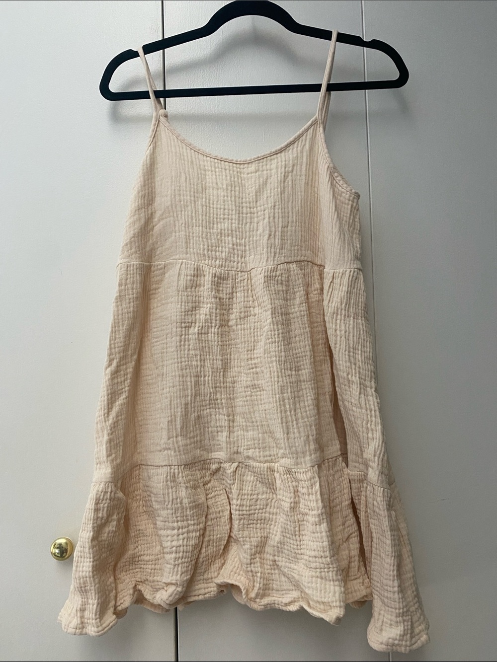 3/$20 Cream Spaghetti-Strap Tiered Boho Dress